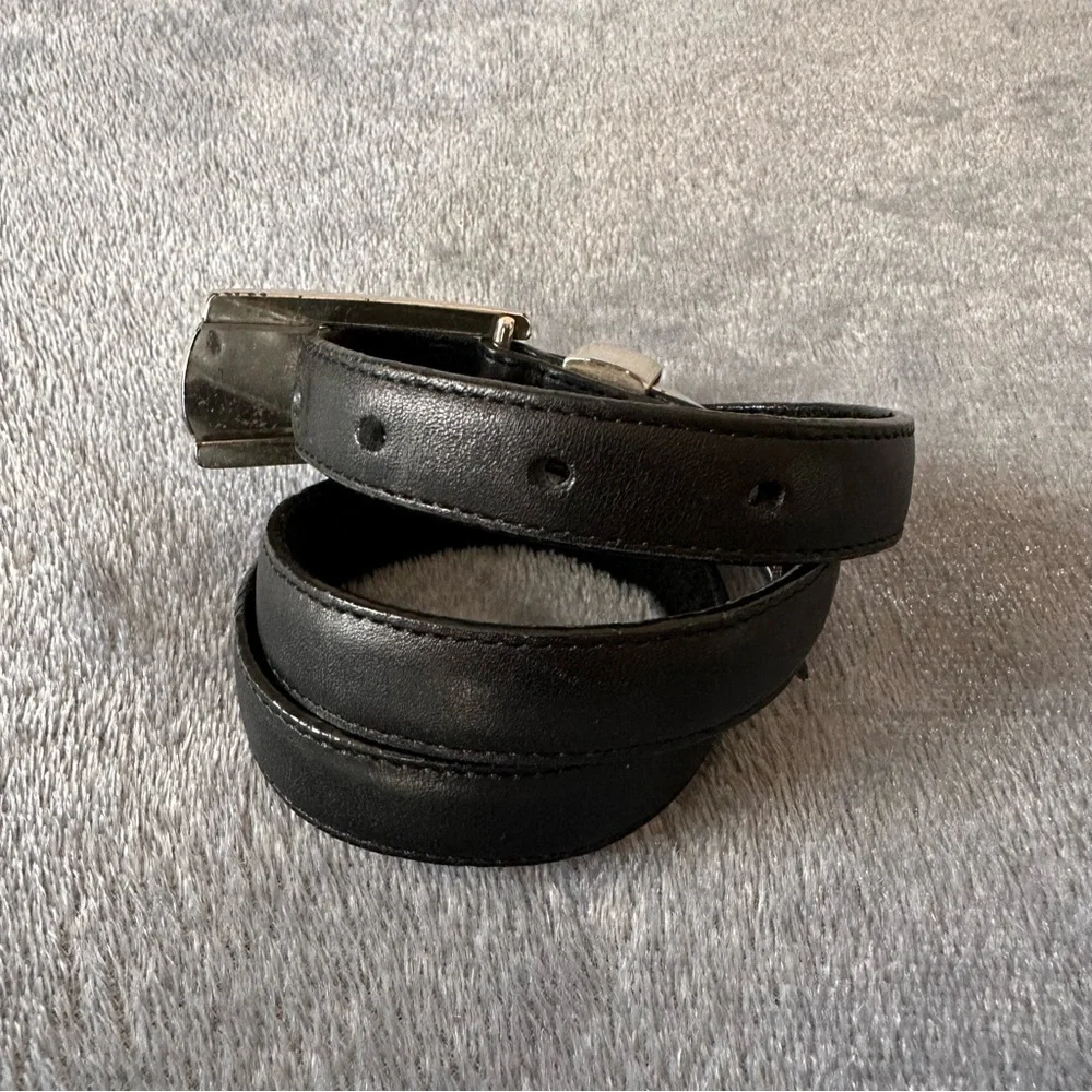 Brighton Black silver buckle Leather Belt Size S/28